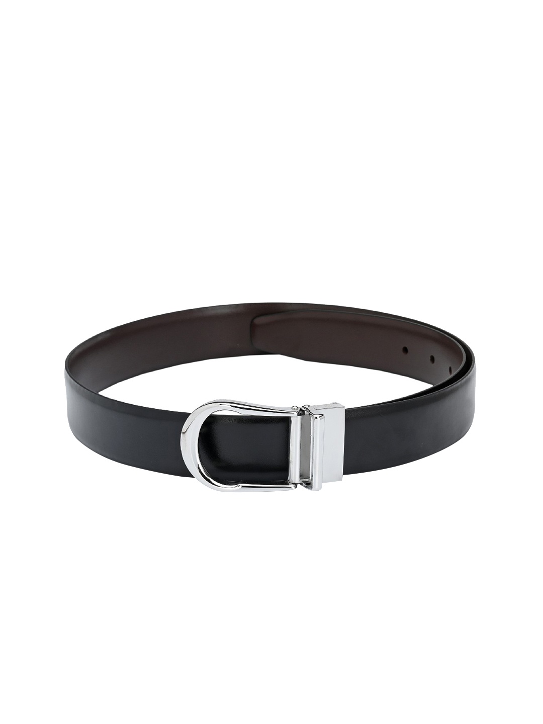 Pacific Gold Men Black & Brown Solid Leather Reversible Belt