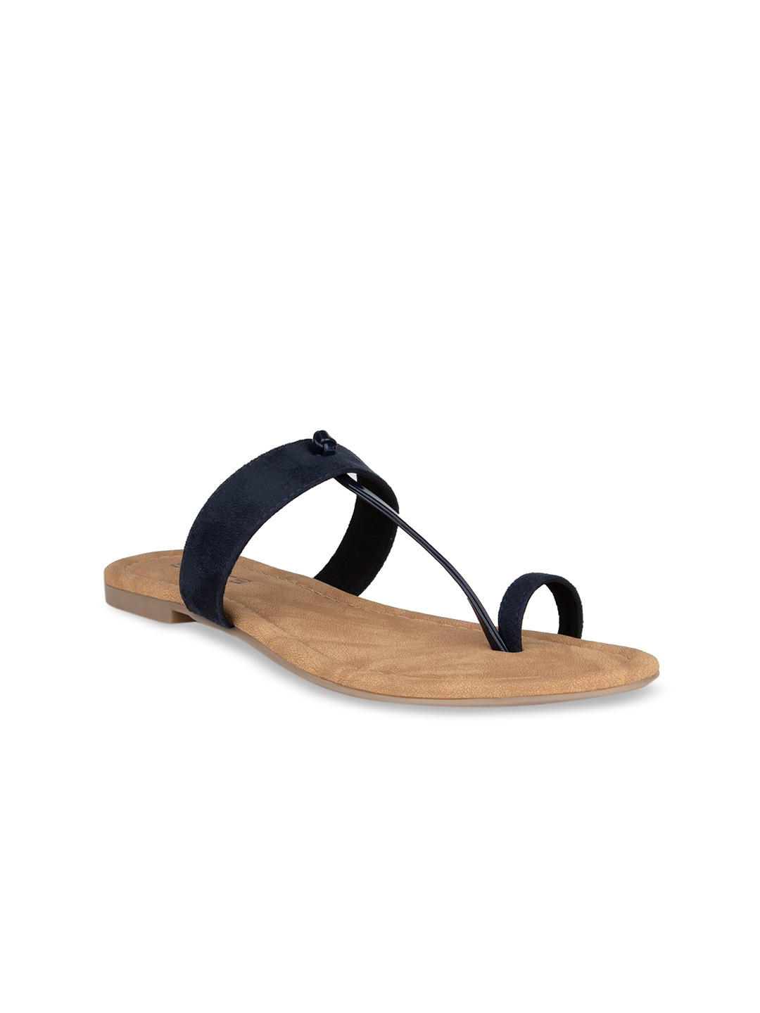 

SOLES Women Blue Solid T-Strap Flats