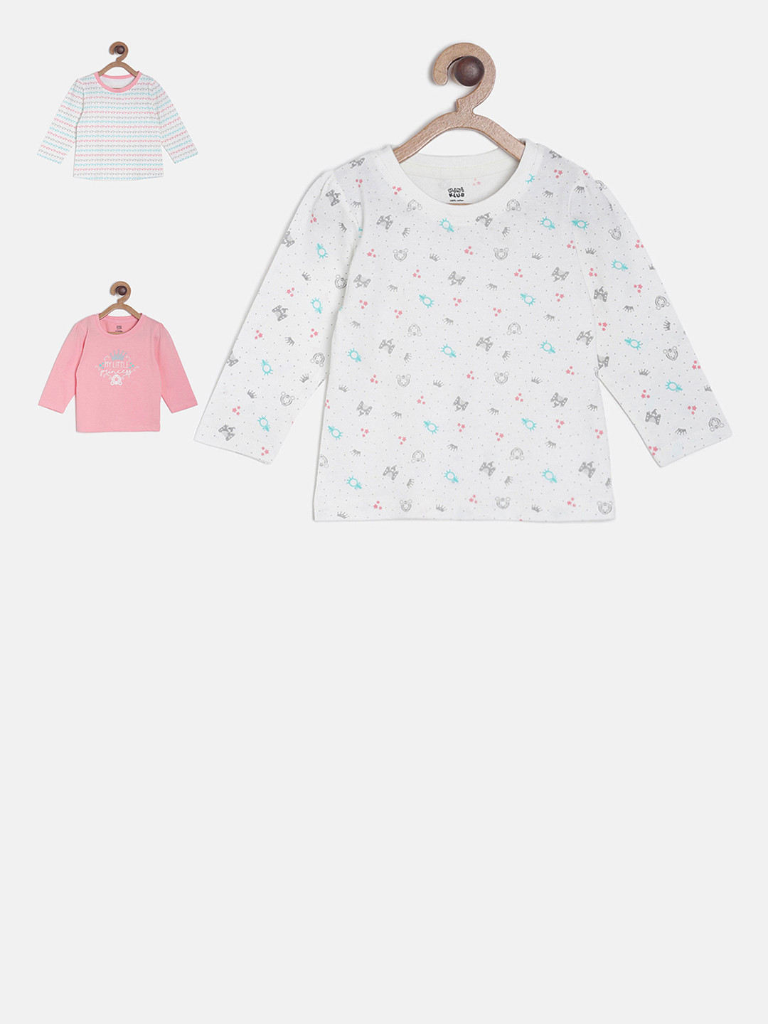 

MINI KLUB Girls White Pack Of 3 Conversational Printed Top