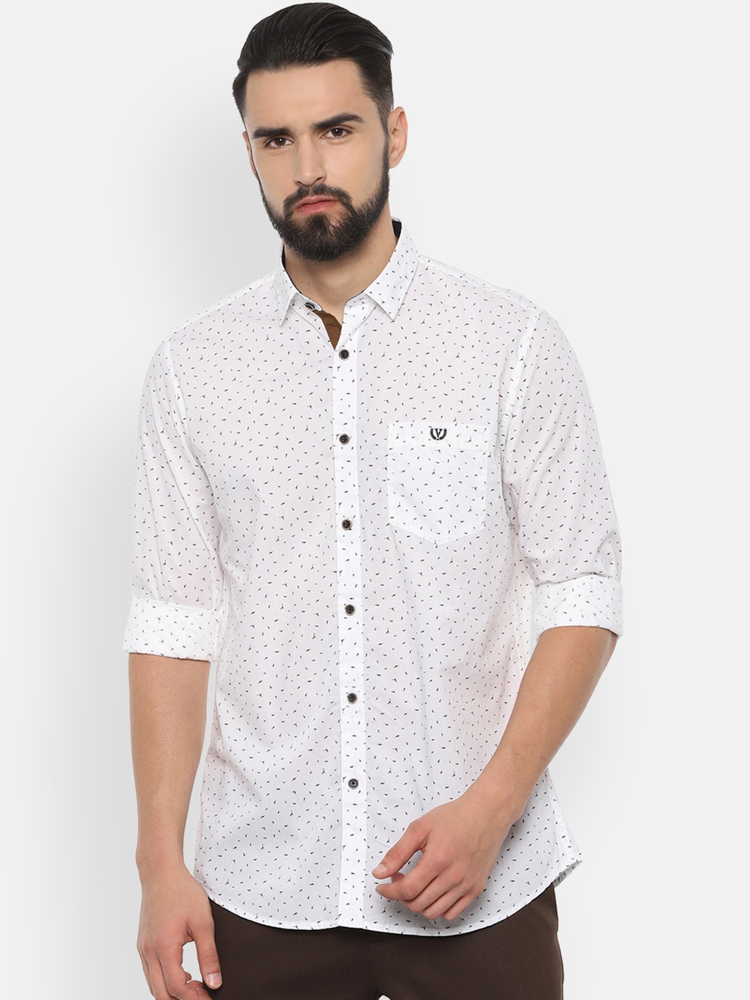 

Van Heusen Sport Men White Slim Fit Printed Casual Shirt