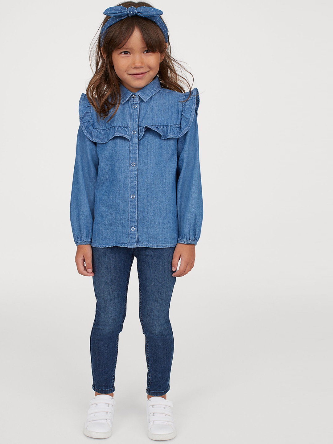 

H&M Girls Blue Solid Denim Jeggings