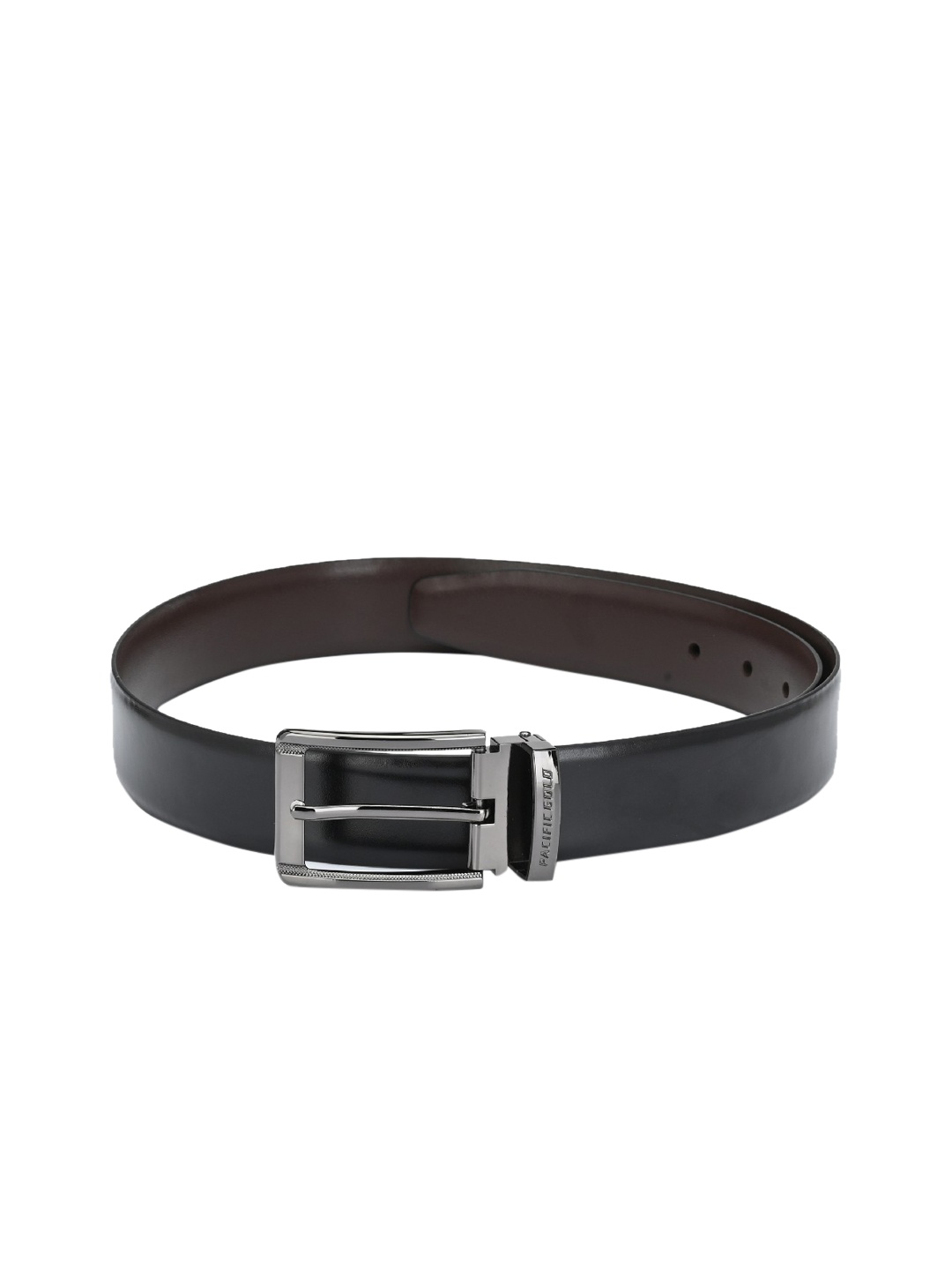 

Pacific Gold Men Black & Brown Solid Leather Reversible Belt