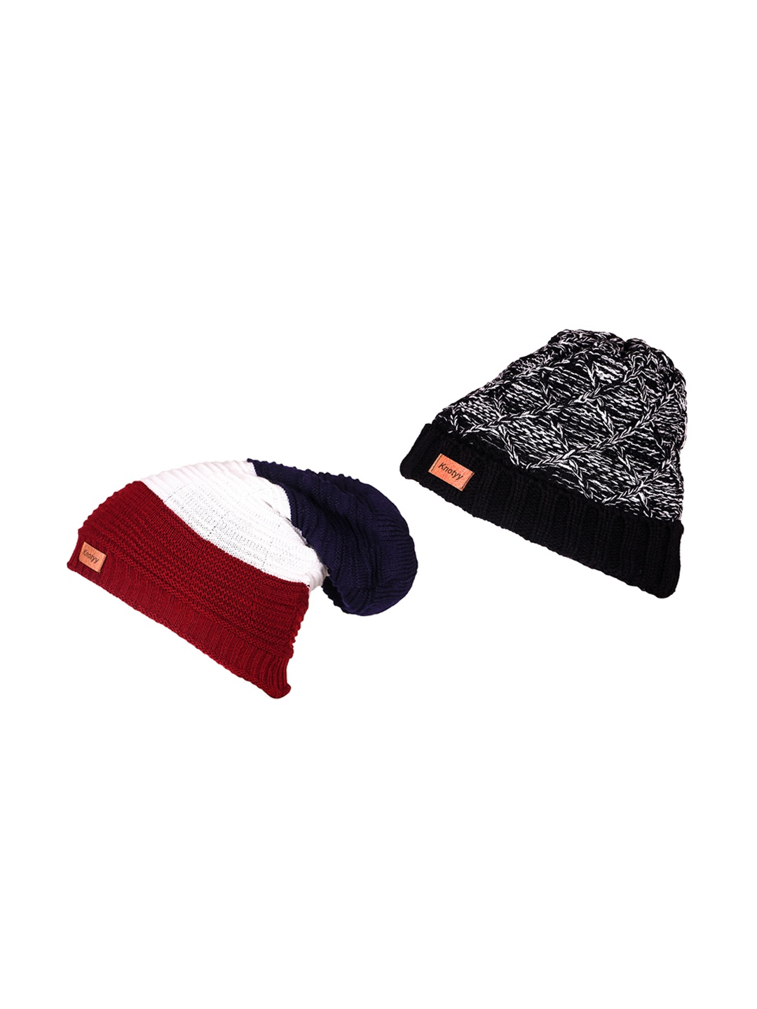 

Knotyy Men Multicoloured Pack of 2 Self Design Beanie, Multi