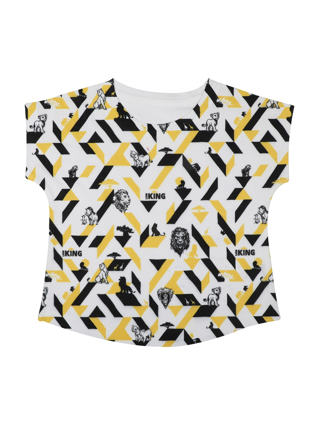 

Disney by Wear Your Mind Girls White & Yellow Printed Top