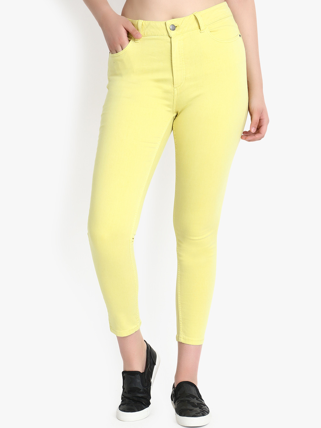 

Kotty Women Yellow Skinny Fit High-Rise Clean Look Stretchable Jeans