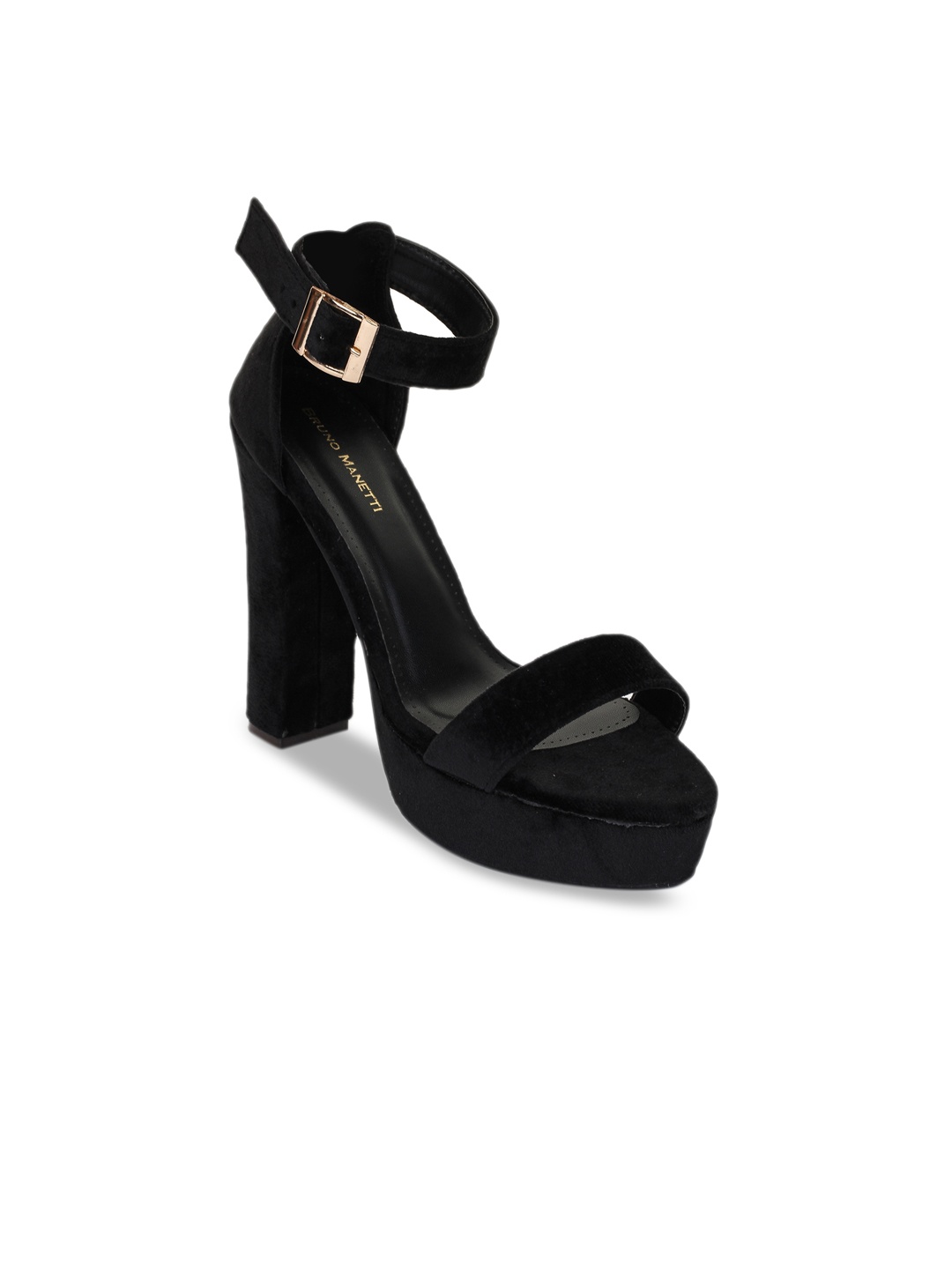 

Bruno Manetti Women Black Solid Suede Mid-Top Heels