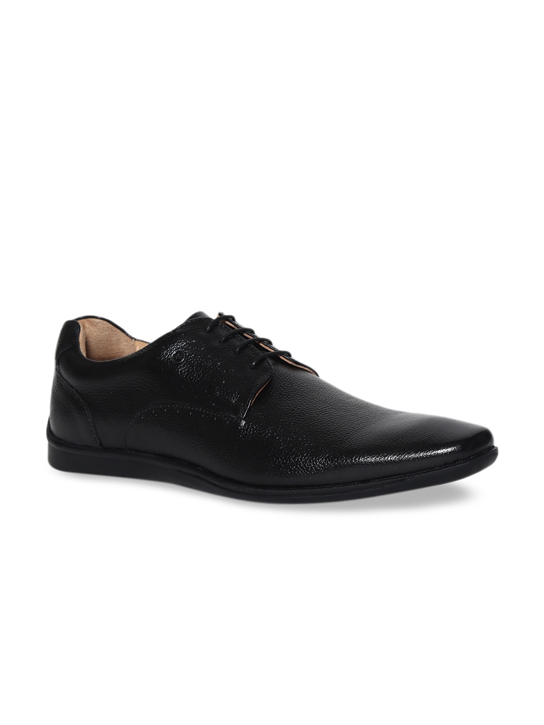 

Arrow Men Black Solid Leather Semi-Formal Derbys