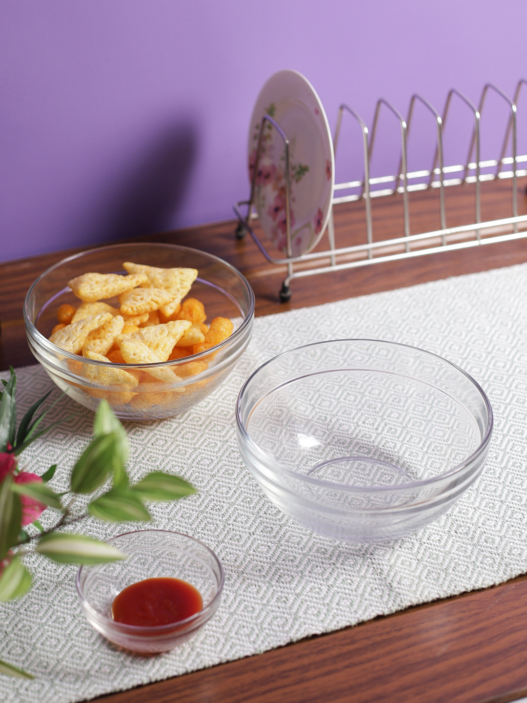 

Uniglass Set of 6 Transparent Lead-Free Stackable Glass Bowl 1070ml