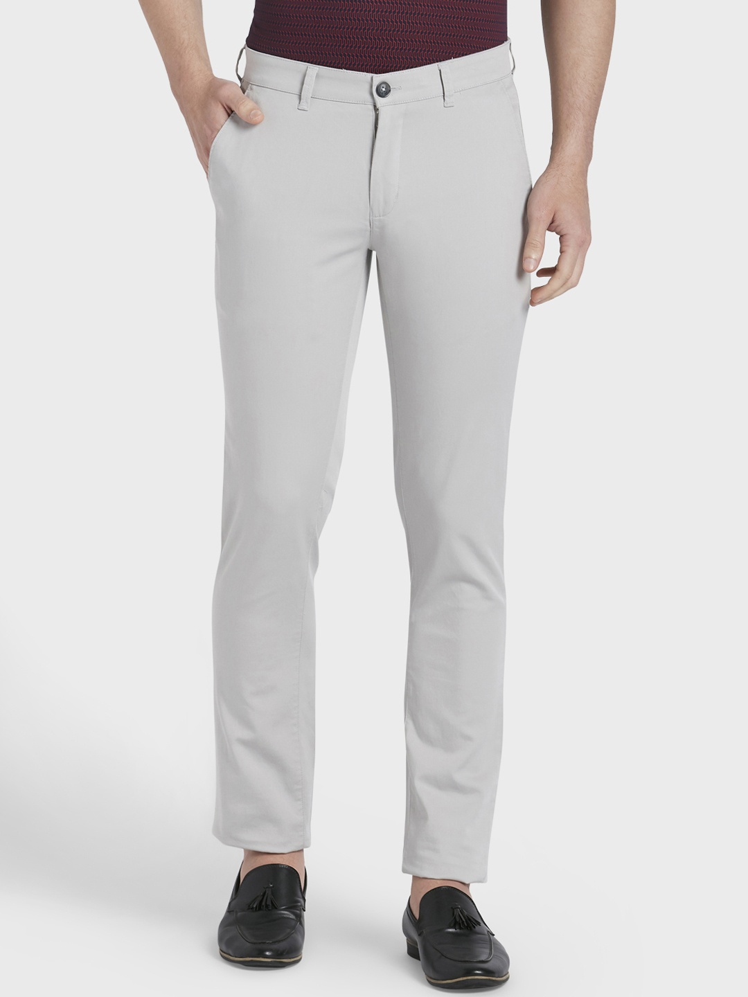

ColorPlus Men Grey Regular Fit Solid Regular Trousers