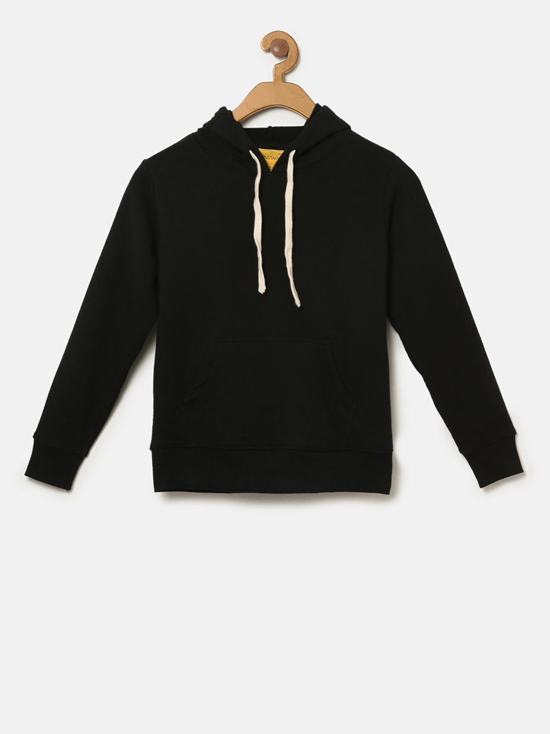 

Instafab Boys Black Solid Hooded Sweatshirt
