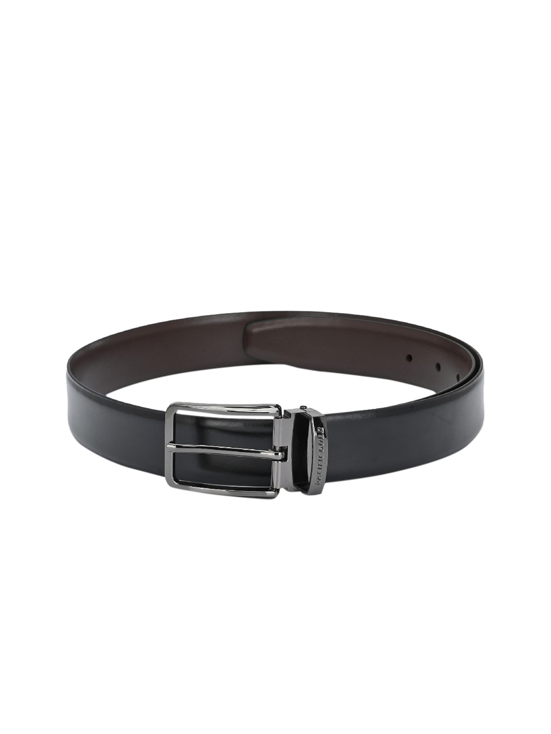 Pacific Gold Men Black & Brown Solid Leather Reversible Belt