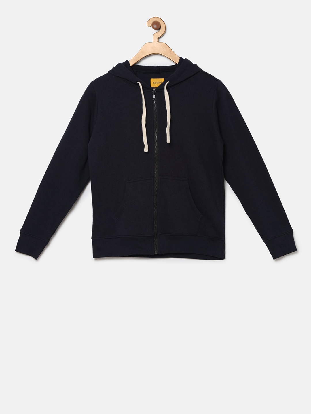 

Instafab Boys Navy Blue Solid Hooded Sweatshirt