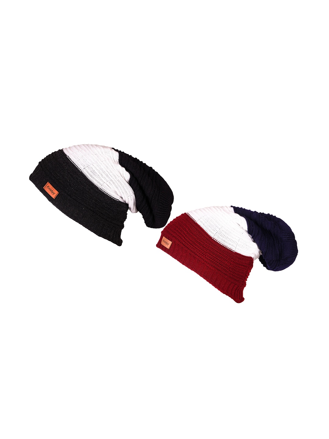 

Knotyy Men Multicoloured Pack of 2 Self Design Beanie, Multi