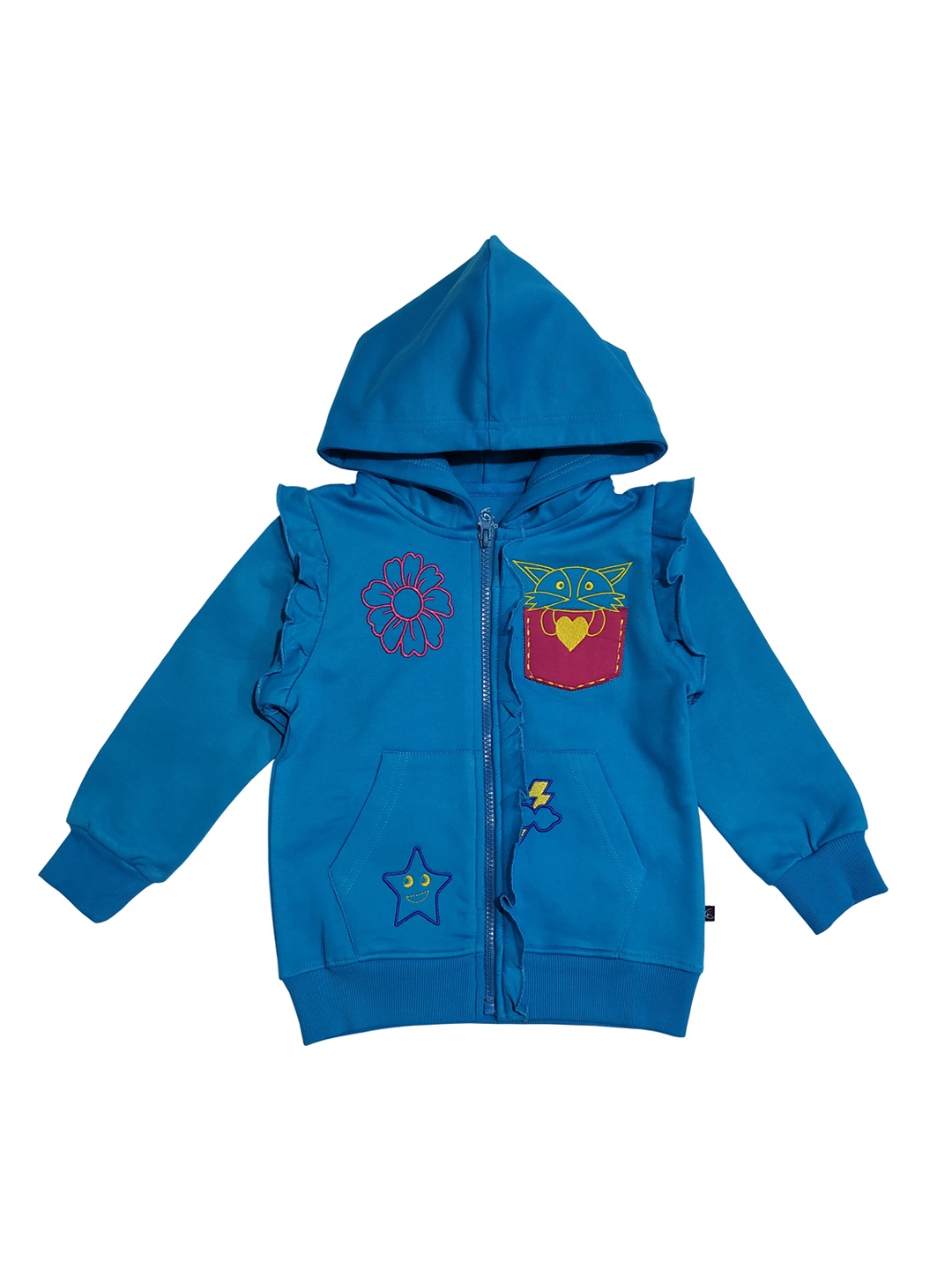 

KiddoPanti Girls Blue Solid Hooded Sweatshirt