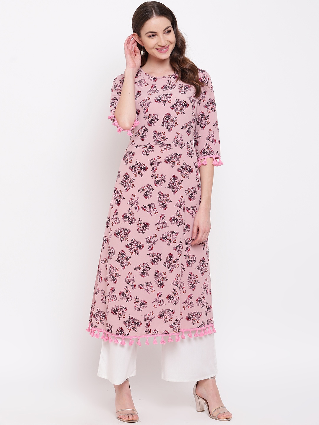

Napra Women Pink Floral Print A-Line Kurta
