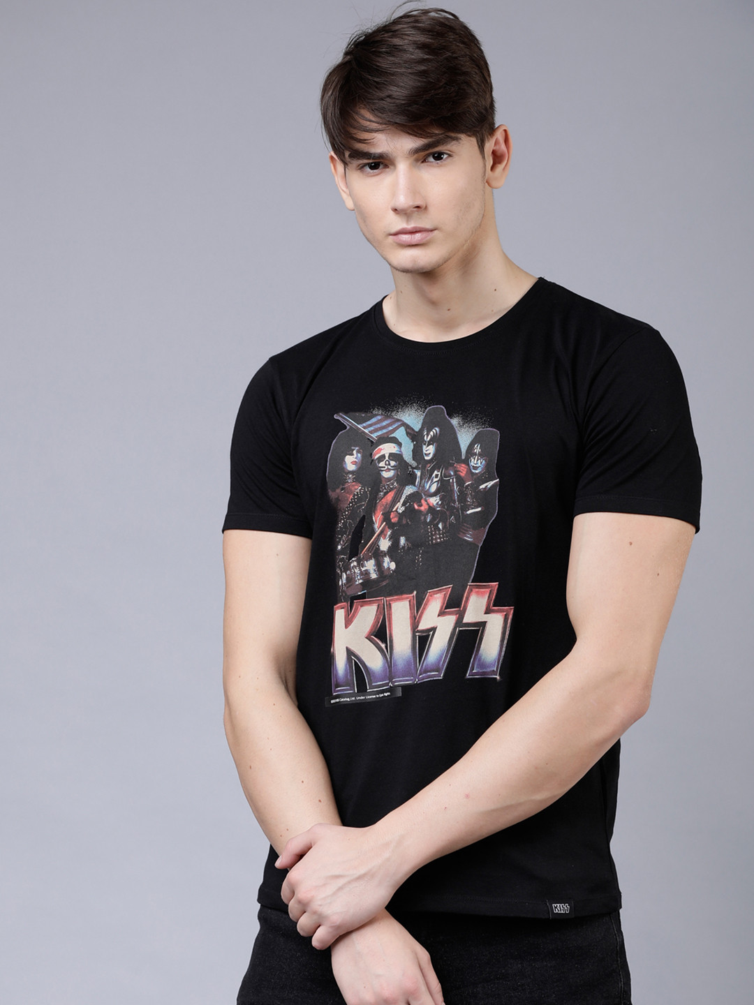 

LOCOMOTIVE Men Black Printed Round Neck T-shirt