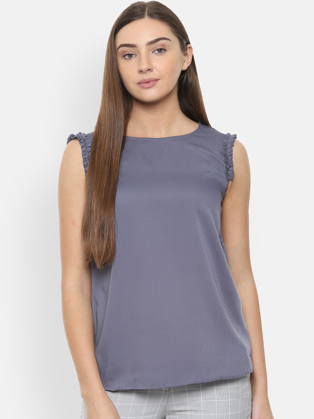 

Van Heusen Woman Blue Self Design Top