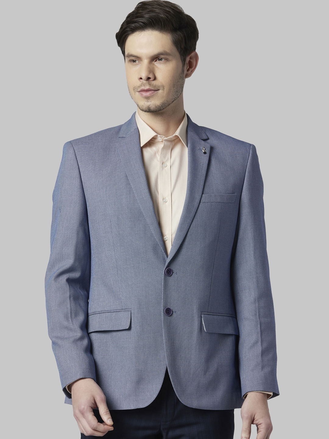 

Park Avenue Men Blue Self Design Regular Fit Single-Breasted Blazer