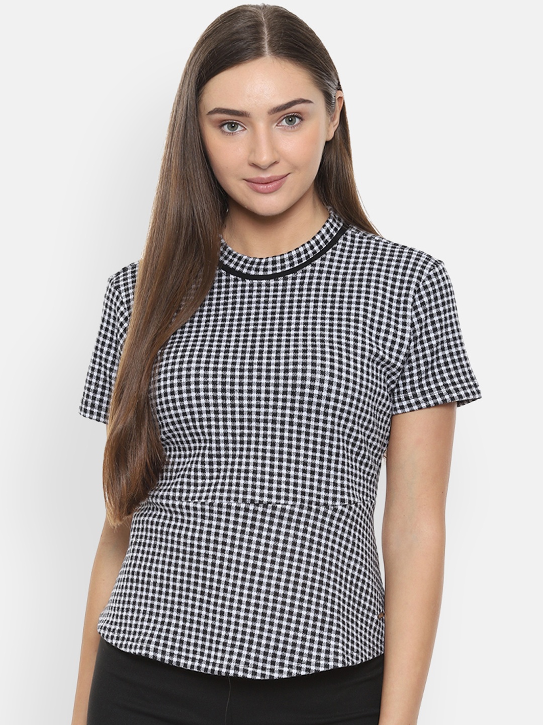 

Van Heusen Woman Black & White Checked Top