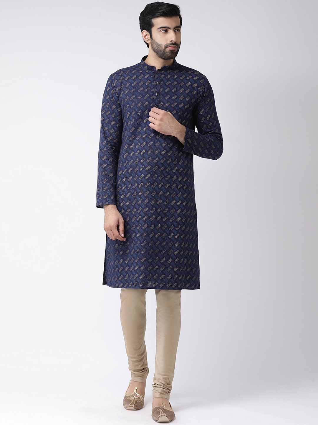 

KISAH Men Printed Regular Fit Abstract Print Kurta, Navy blue