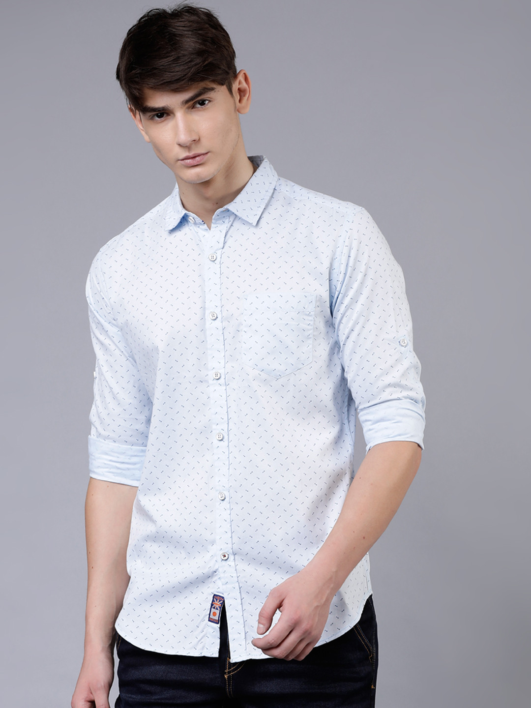 

LOCOMOTIVE Men Blue Slim Fit Printed Casual Shirt