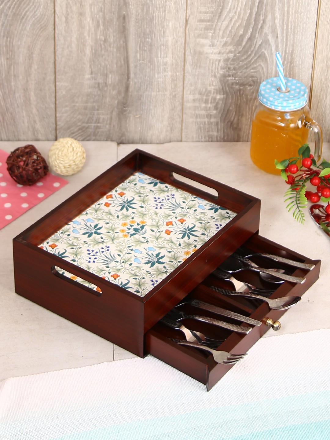 

Reinvention Factory Brown & White Wooden Morris Multi-Utility Organiser with Drawer
