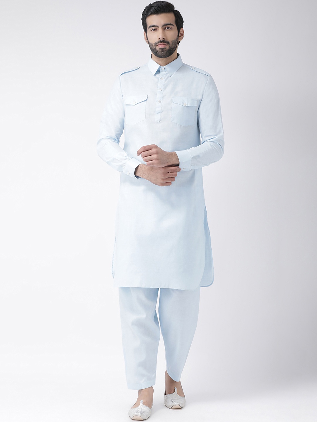 

KISAH Men Blue Solid Pathani Kurta