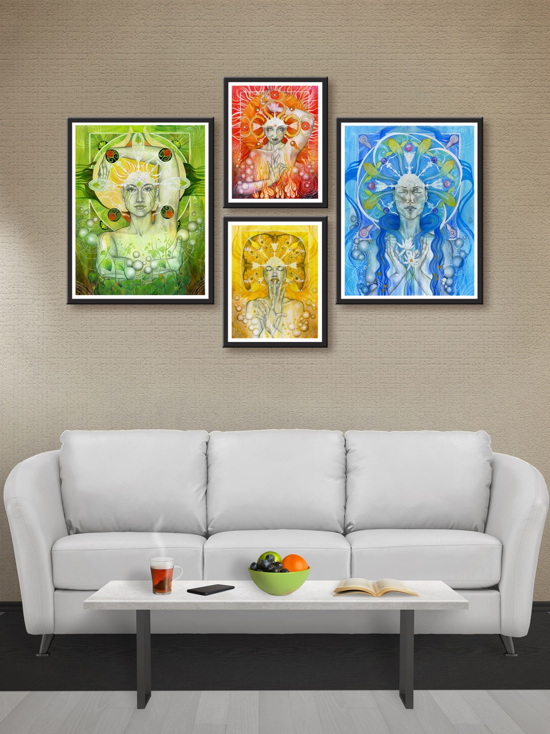 

999Store Set of 4 Multicoloured Printed MDF Wall Art, Multi