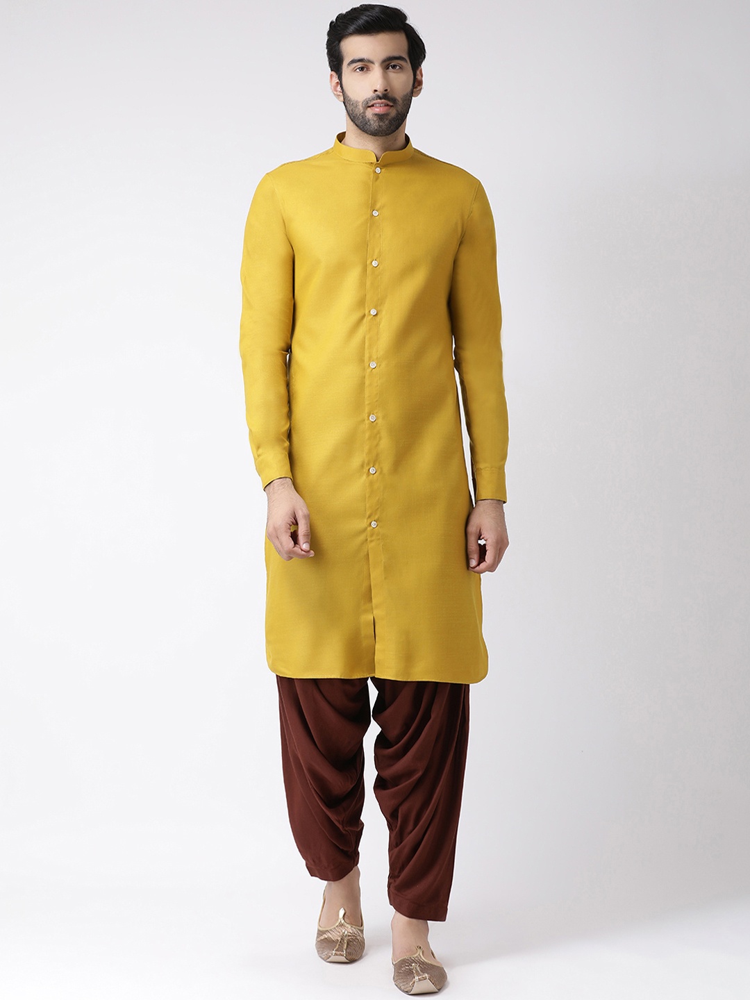 

KISAH Men Mustard Yellow Solid Straight Kurta