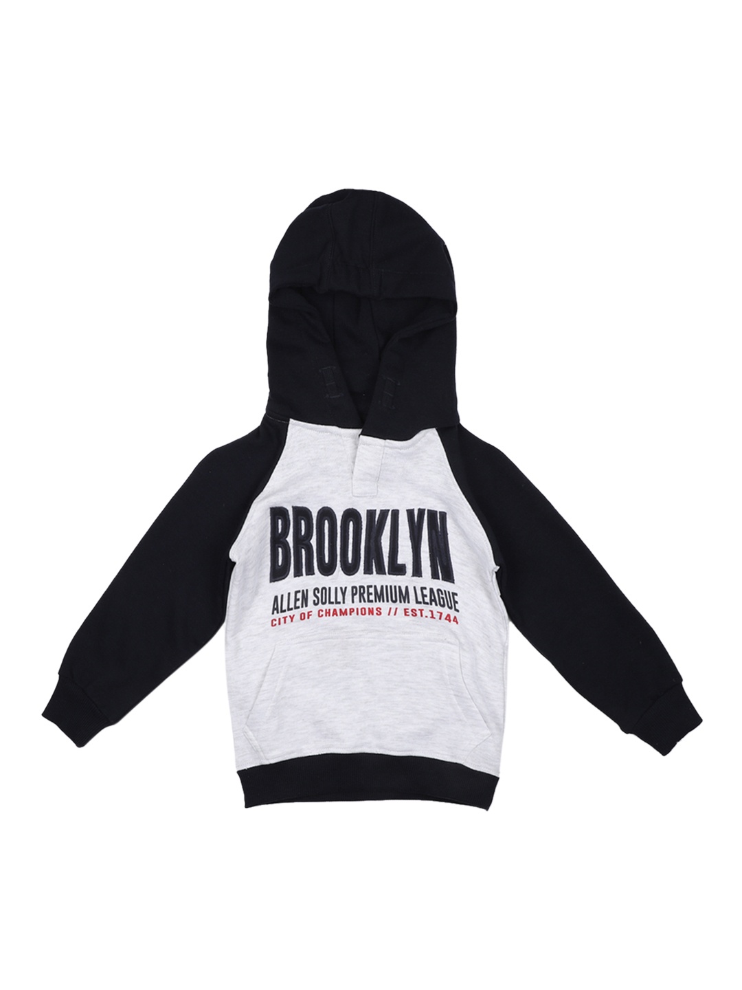 

Allen Solly Junior Boys Grey & Black Printed Hooded Pullover Sweatshirt