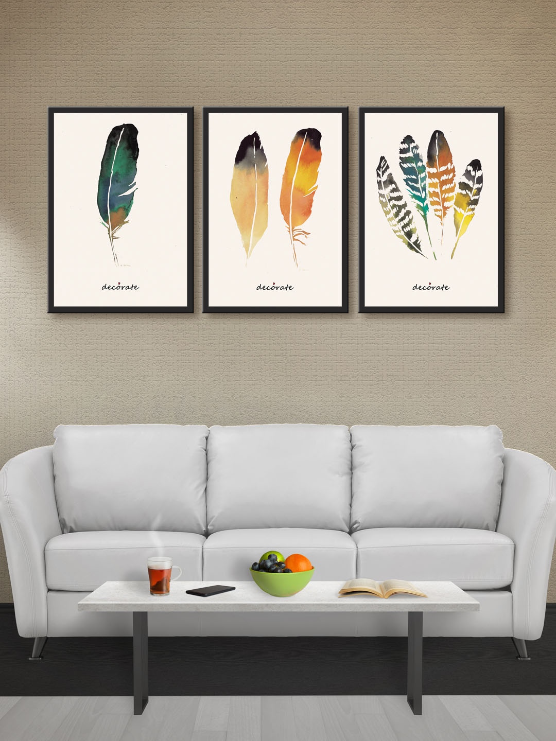 

999Store Set of 3 White Printed MDF Wall Art