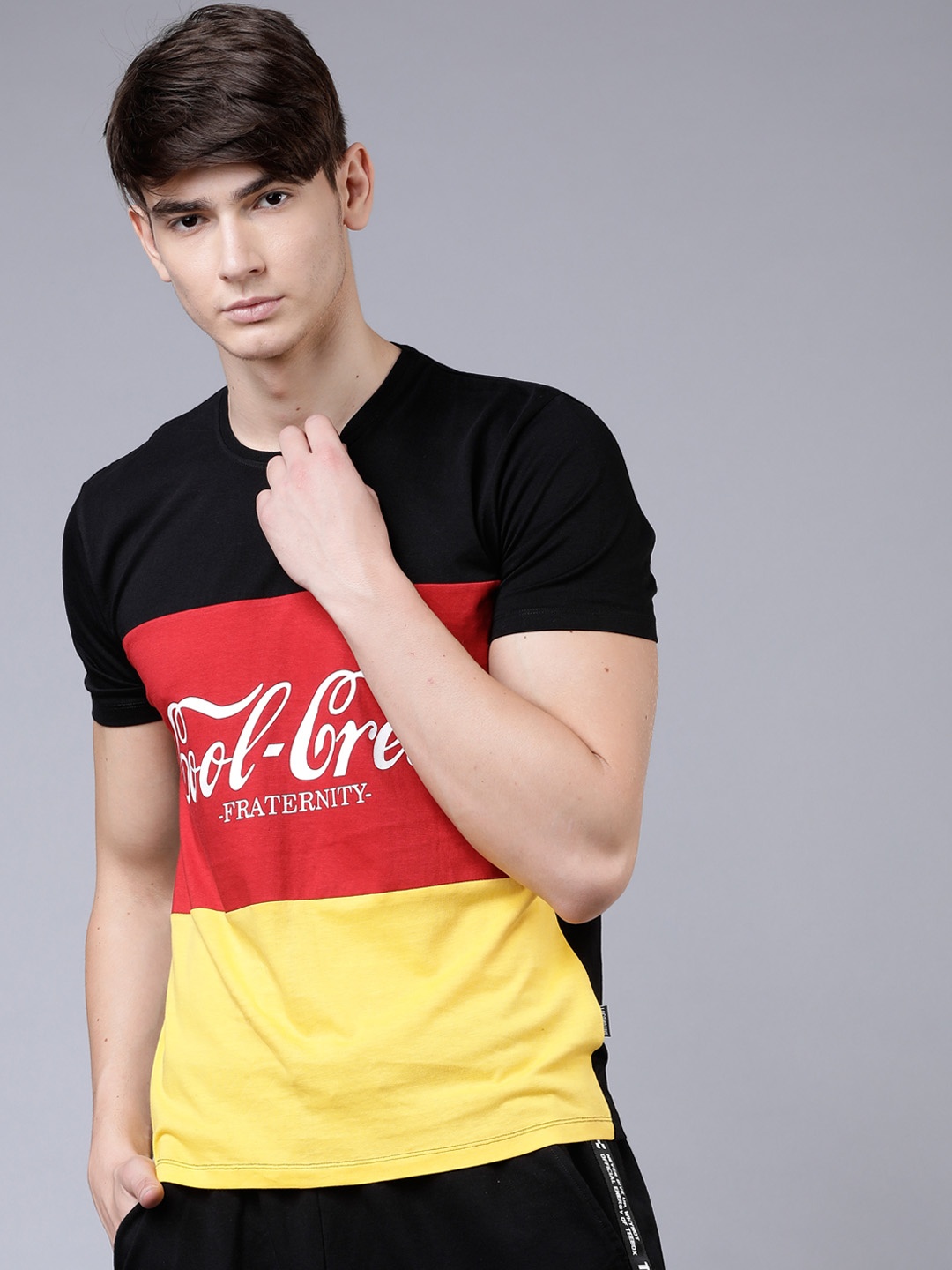 

LOCOMOTIVE Men Black Printed Round Neck T-shirt