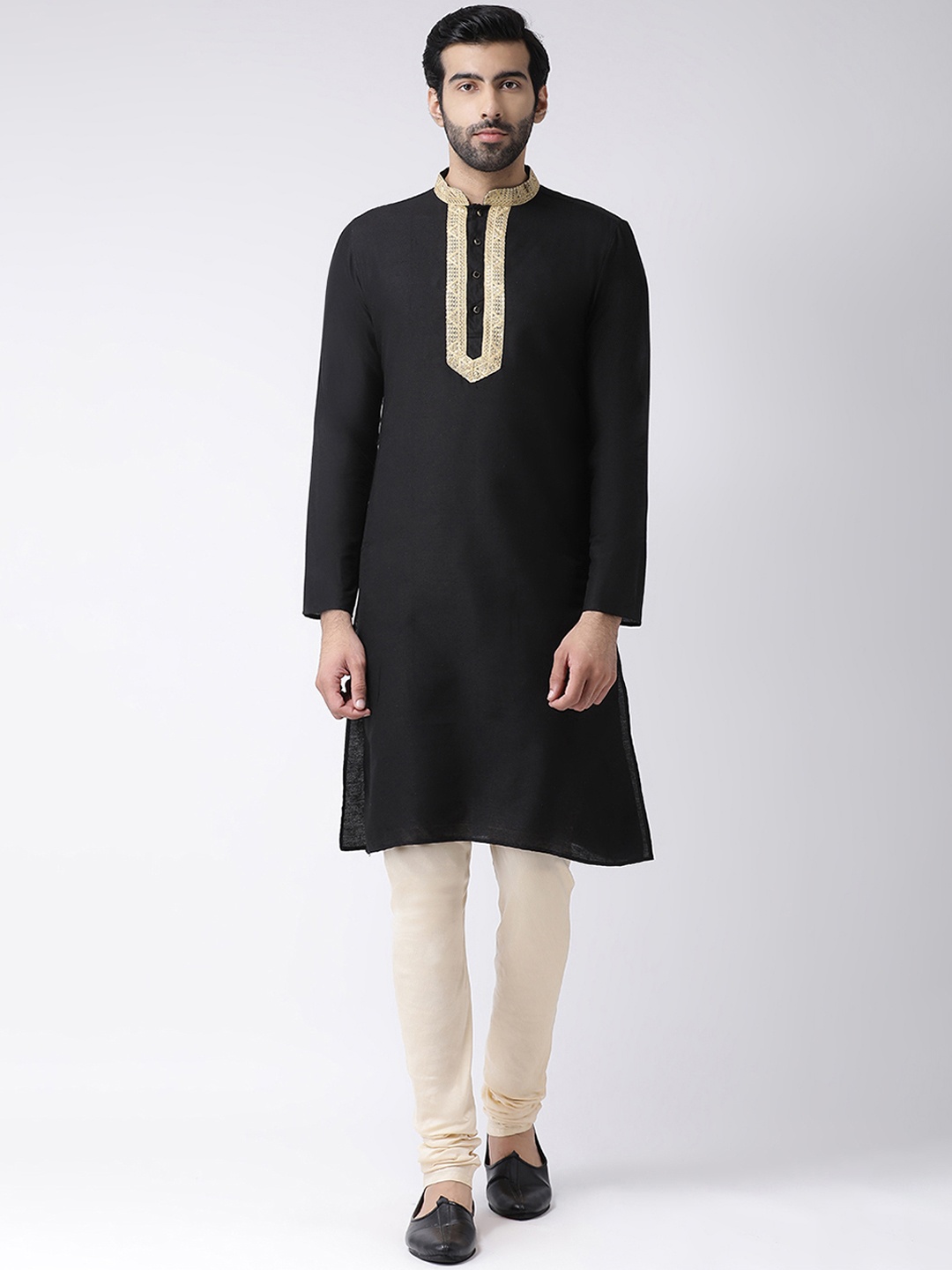 

KISAH Men Black Yoke Design Straight Kurta