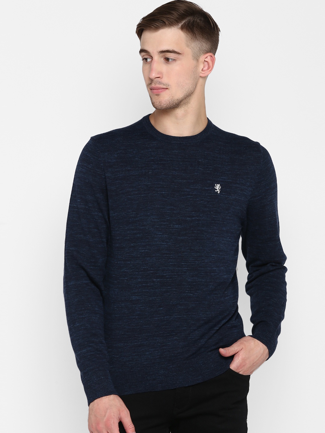 

Red Tape Men Navy Blue Solid Sweater