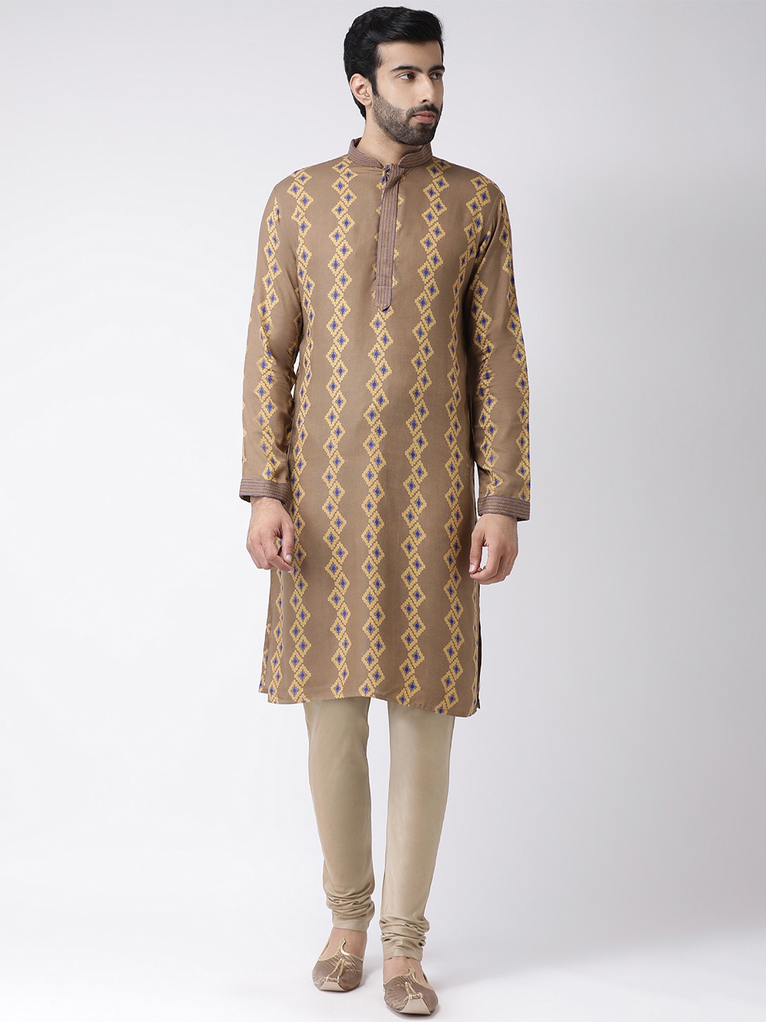 

KISAH Men Khaki & Blue Kurta with Churidar