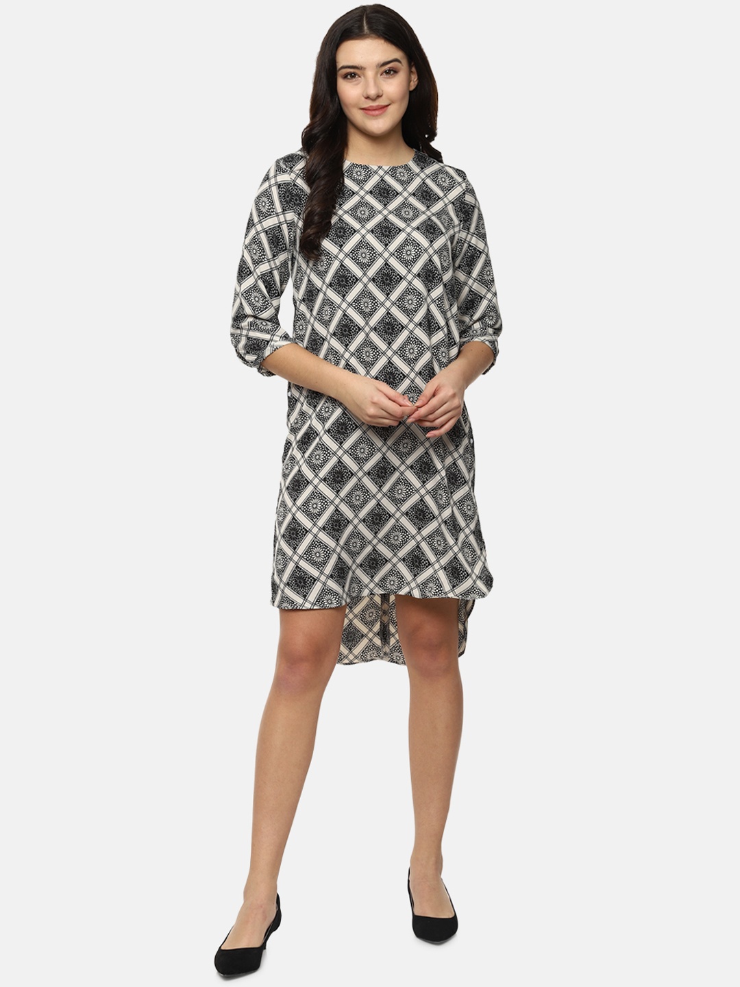 

Van Heusen Woman Black & White Printed A-Line Dress