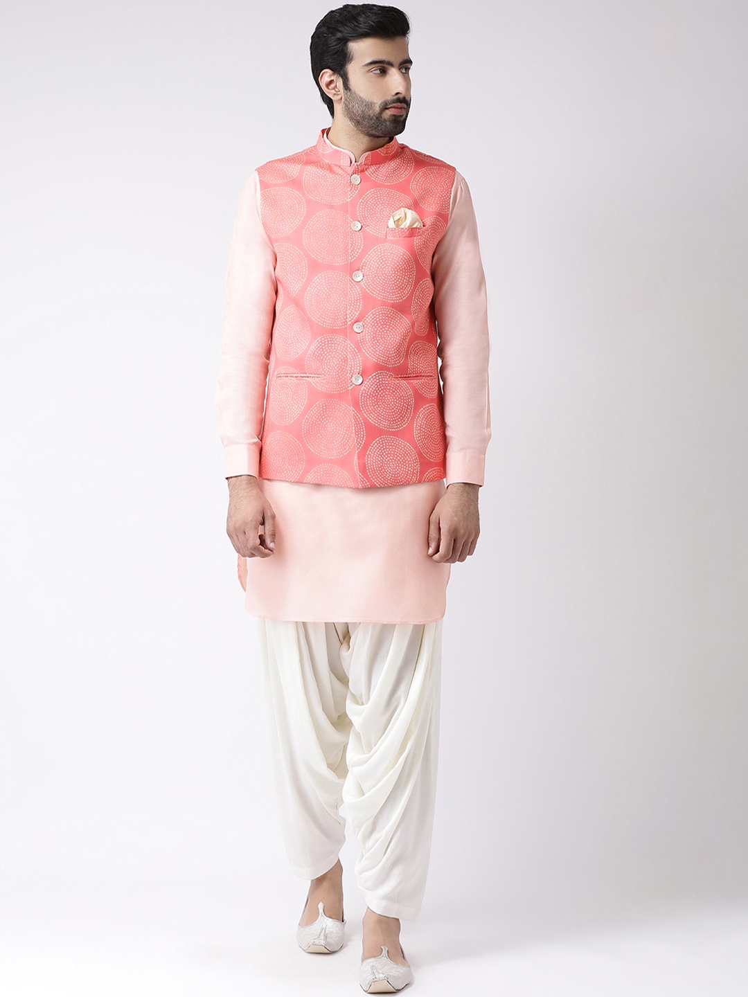

KISAH Men Pink & Cream-Coloured Printed Kurta with Patiala