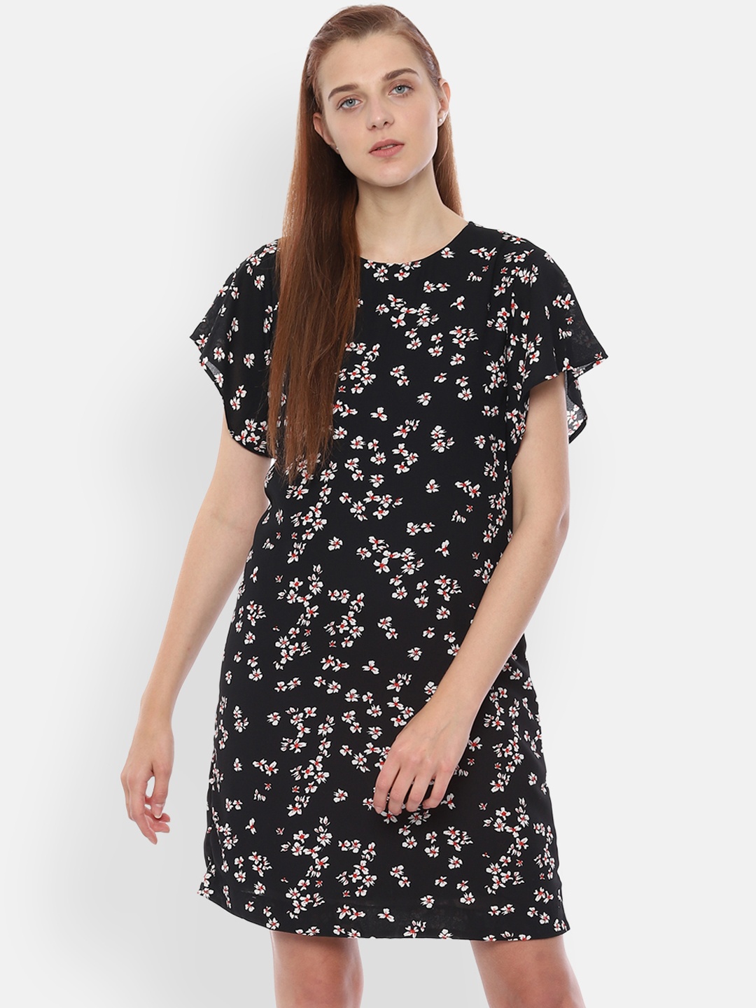 

Van Heusen Woman Black Floral Printed Fit and Flare Dress