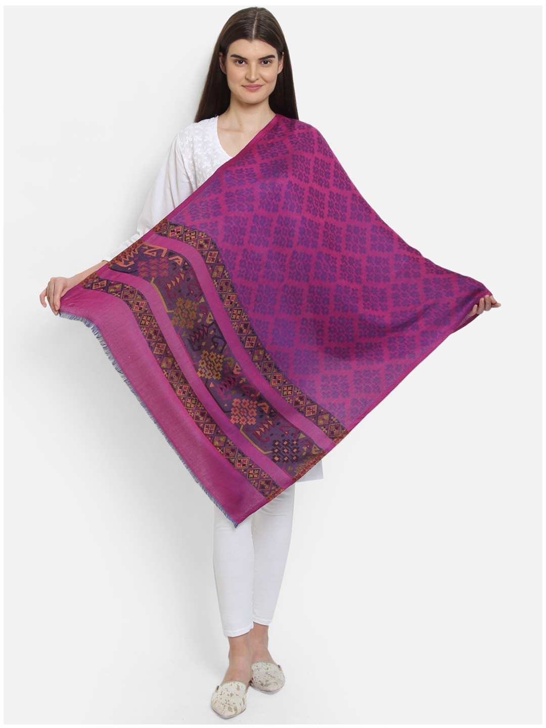

Anekaant Women Purple Woven Design Shawl