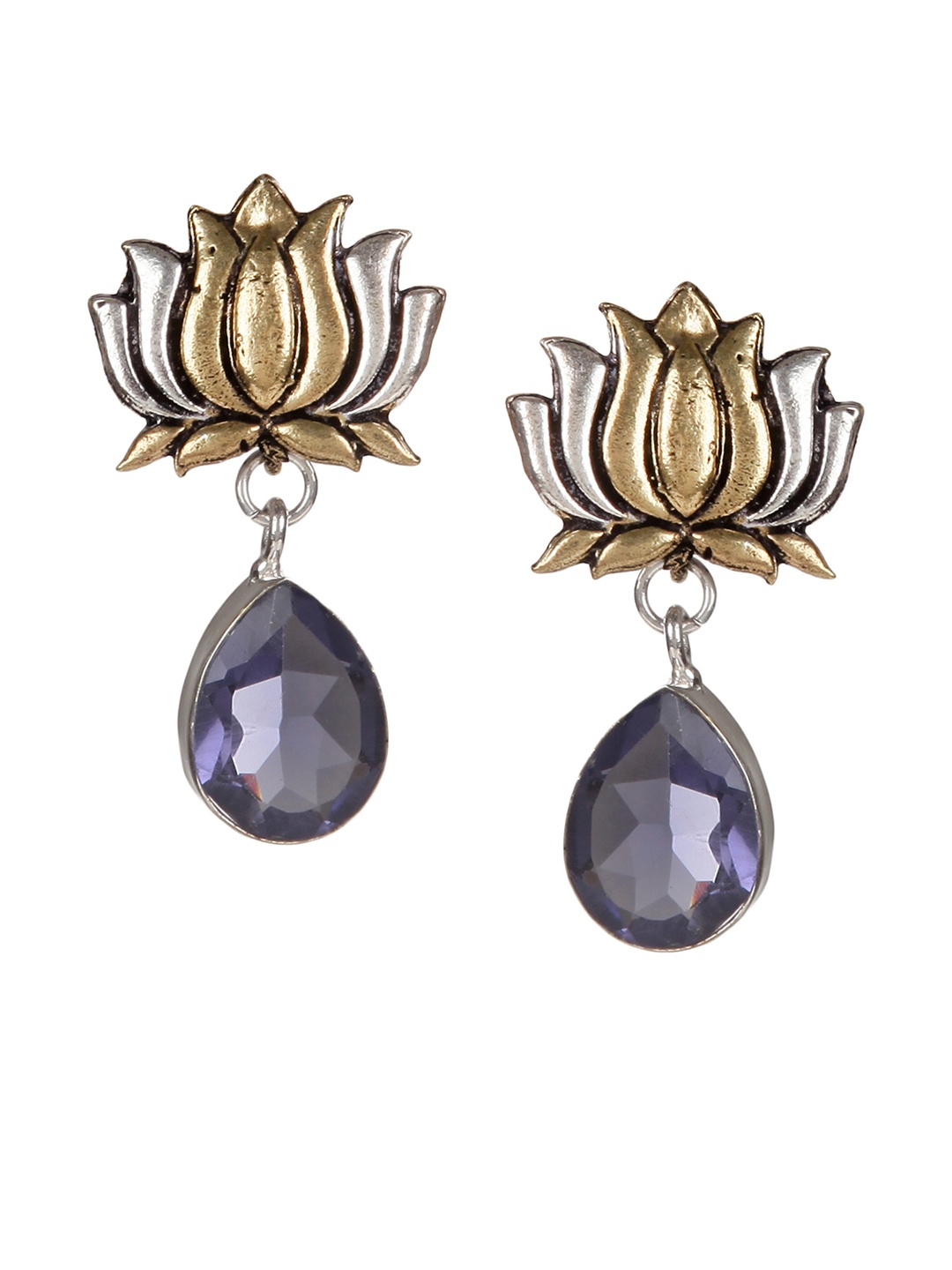 

Bamboo Tree Jewels Blue & Gold-Toned Classic Drop Earrings