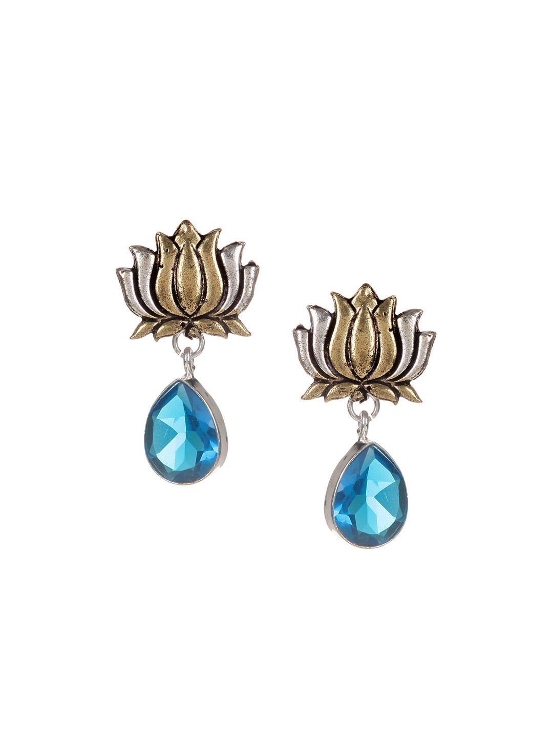 

Bamboo Tree Jewels Blue & Gold-Toned Classic Drop Earrings