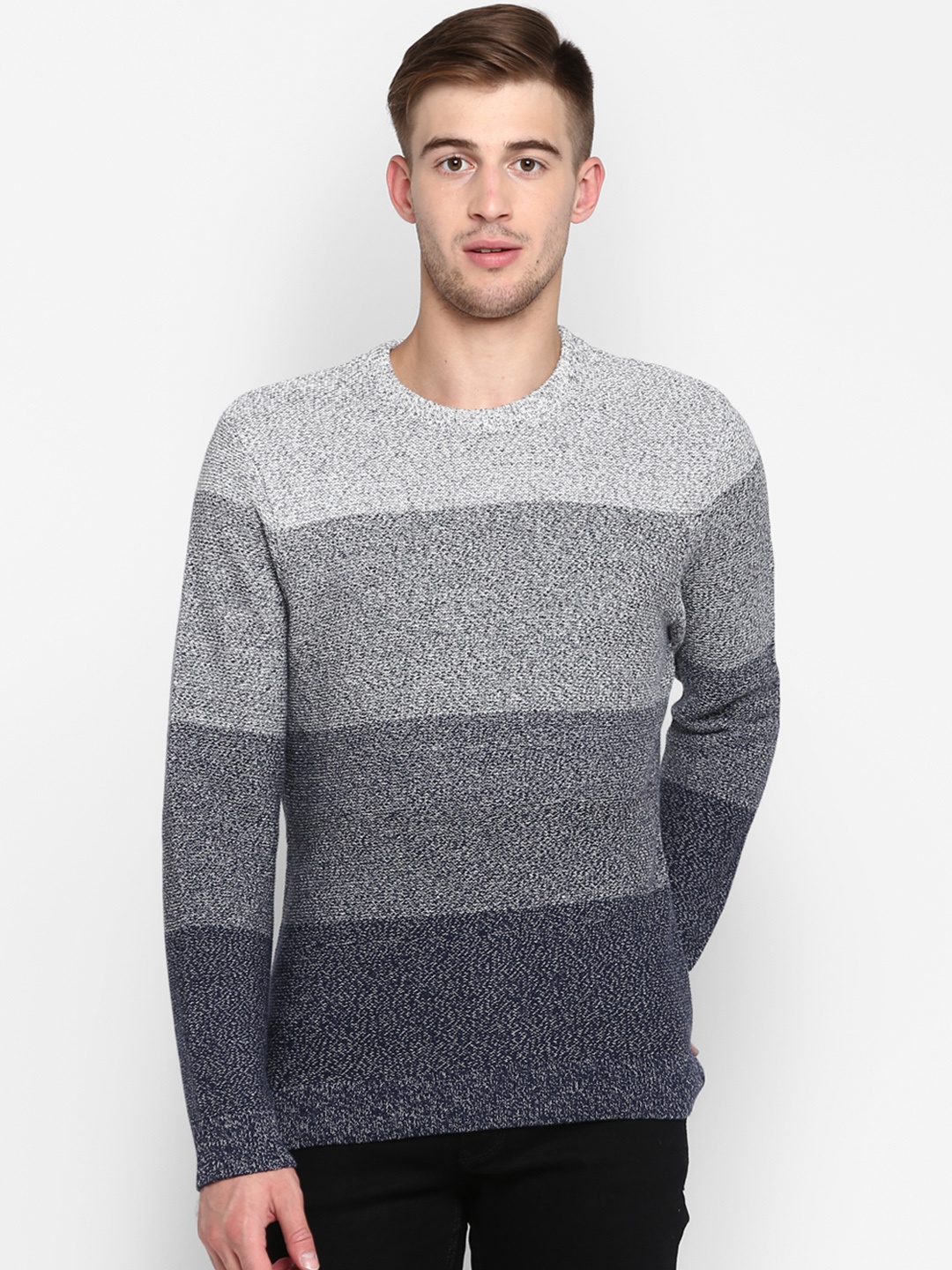 

Red Tape Men Charcoal Grey & Blue Colourblocked Sweater