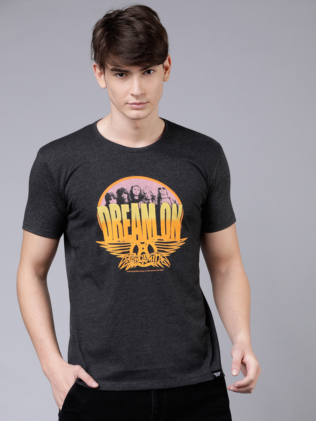 

LOCOMOTIVE Men Black Printed Round Neck T-shirt