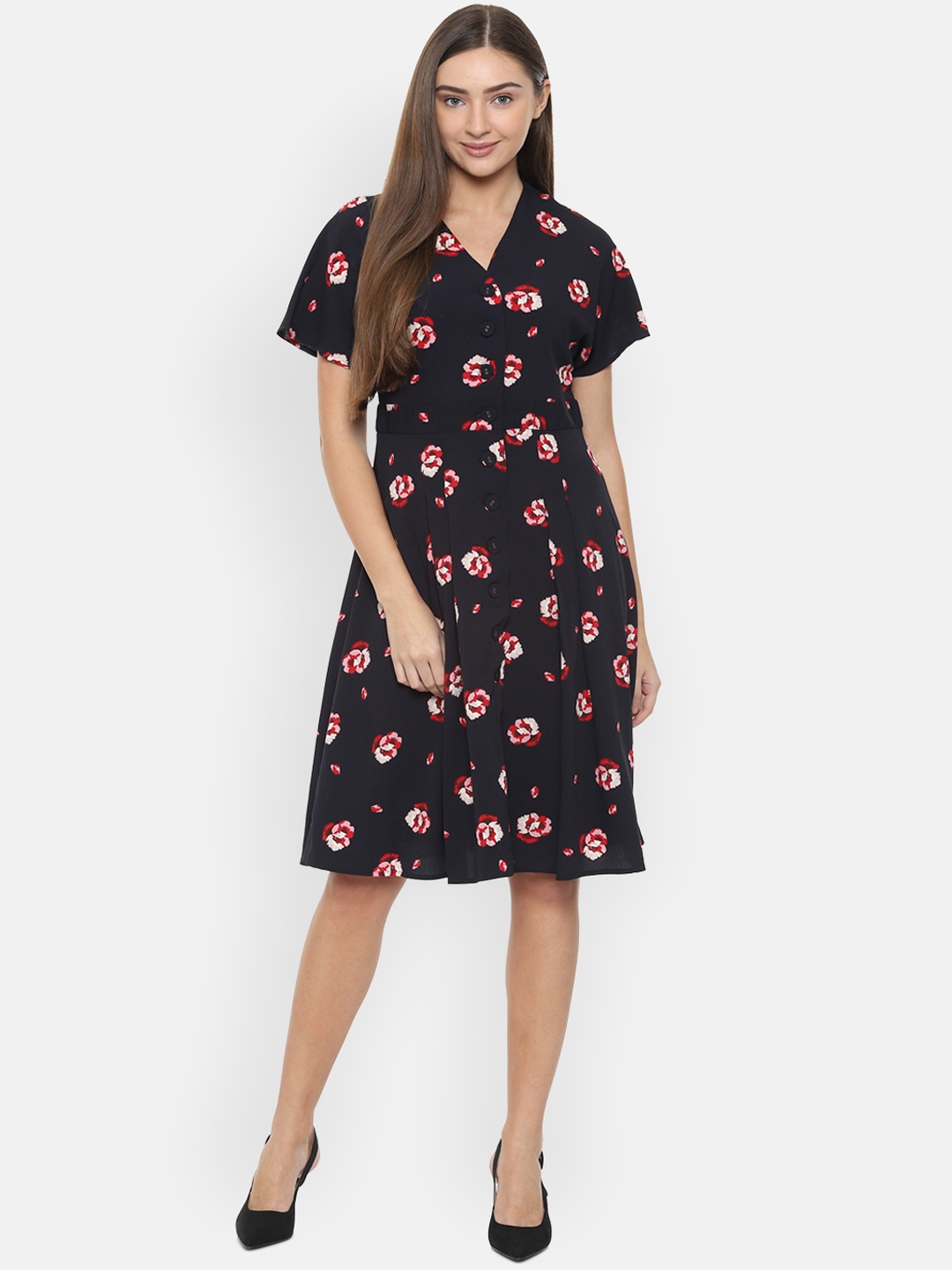 

Van Heusen Woman Printed Black Wrap Dress