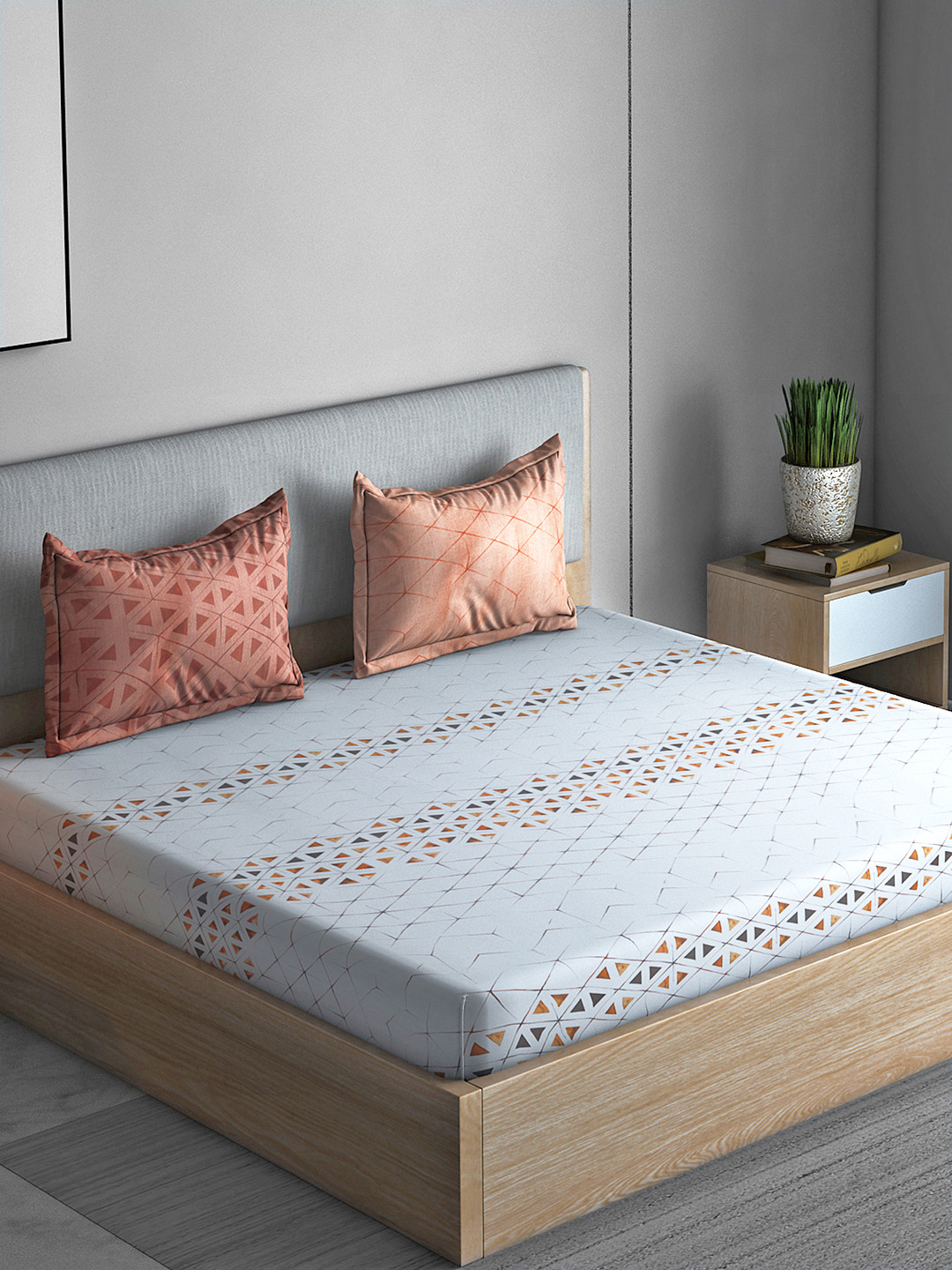 

Boutique Living India Grey & Navy Blue 300 TC Double Queen Bedsheet with 2 Pillow Covers