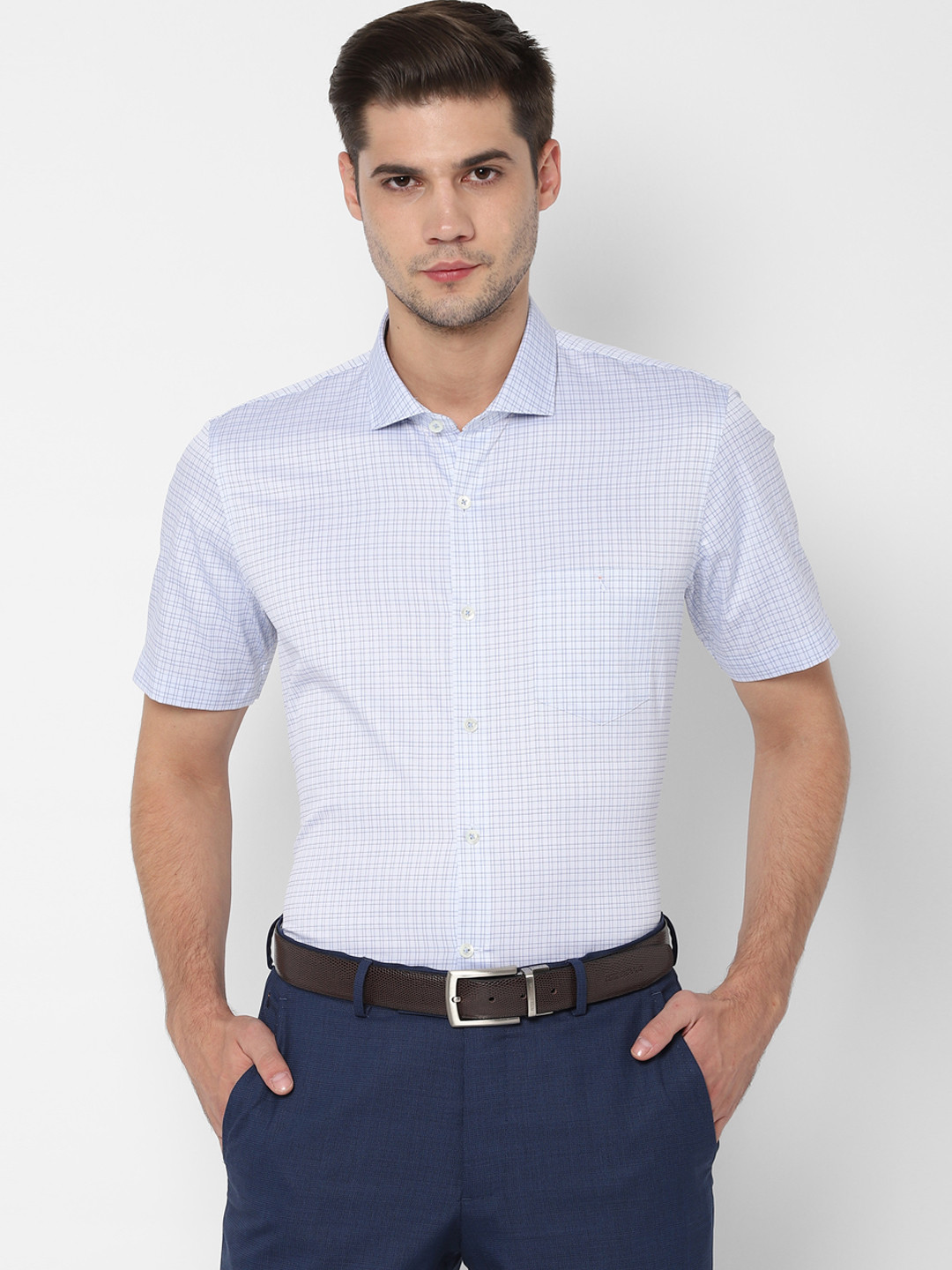 

SIMON CARTER LONDON Men Blue Slim Fit Checked Formal Shirt