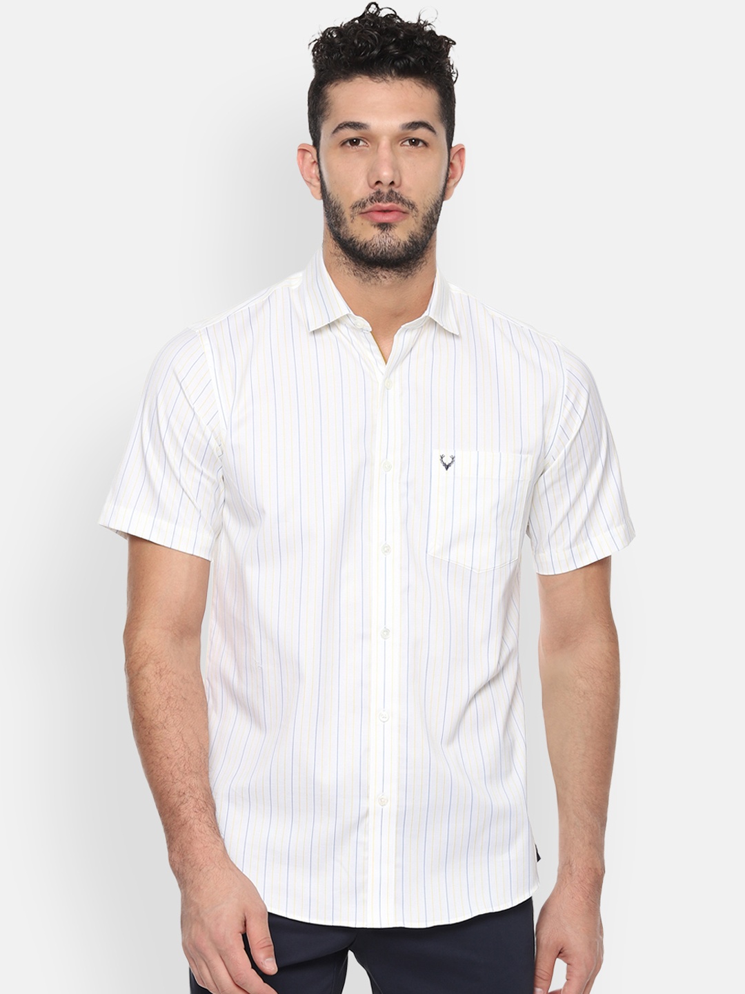 

Allen Solly Men White Slim Fit Striped Casual Shirt
