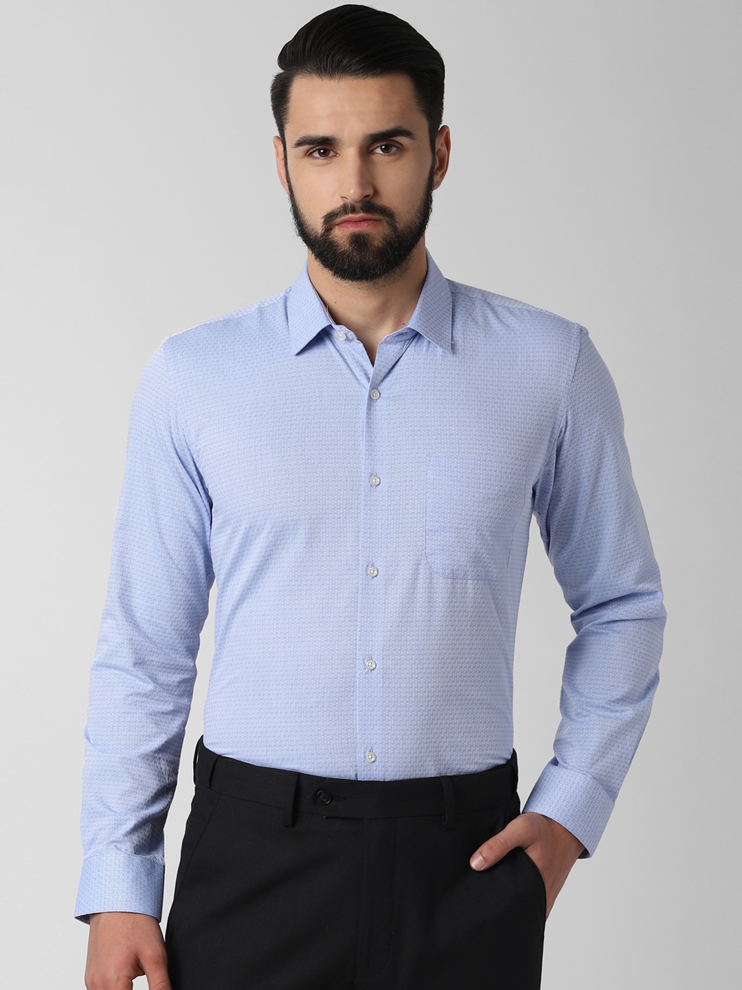 

Peter England Men Blue Slim Fit Printed Formal Shirt