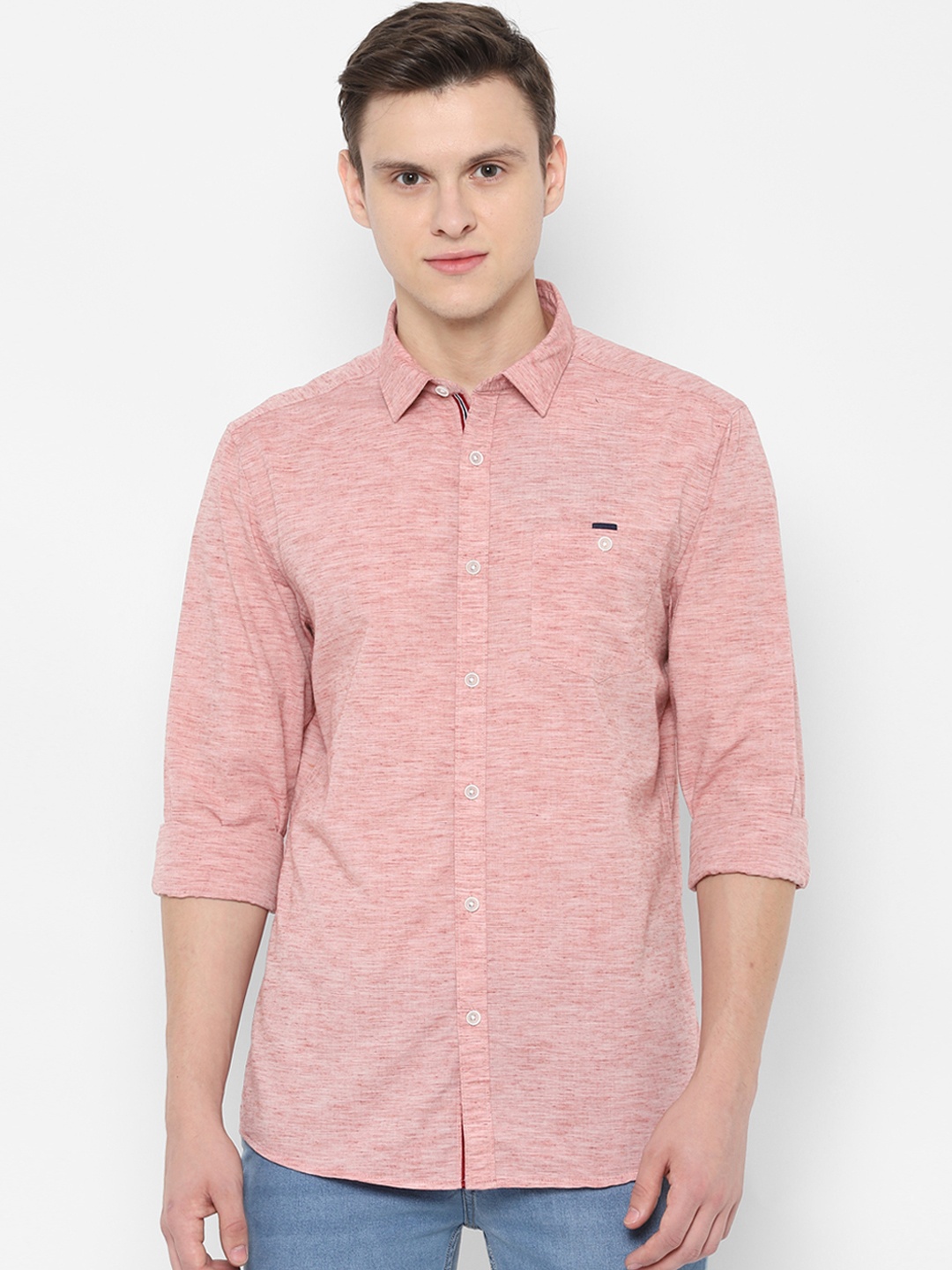 

People Men Pink Regular Fit Self Design Casual Shirt