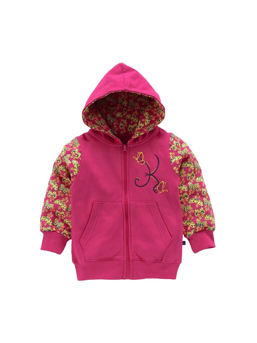 

KiddoPanti Girls Pink Solid Hooded Sweatshirt